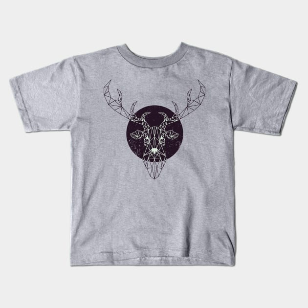 Geometric Deer (Dark Version) Kids T-Shirt by Altambo